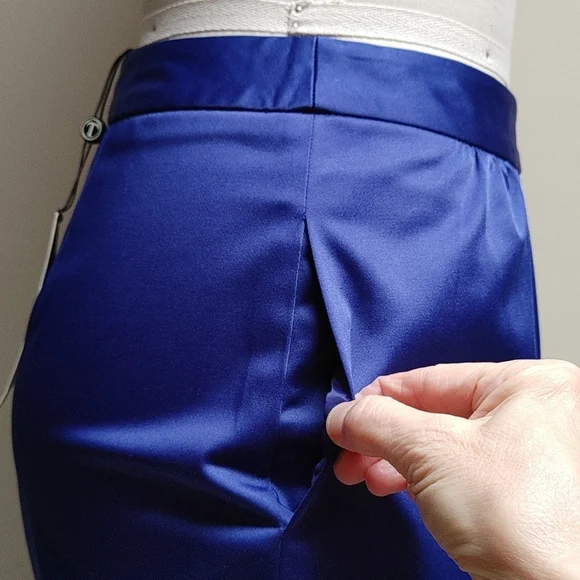 Talbots Petites Special Occasion Violet Satin Maxi Pencil Skirt w Pockets - Picture 3 of 17